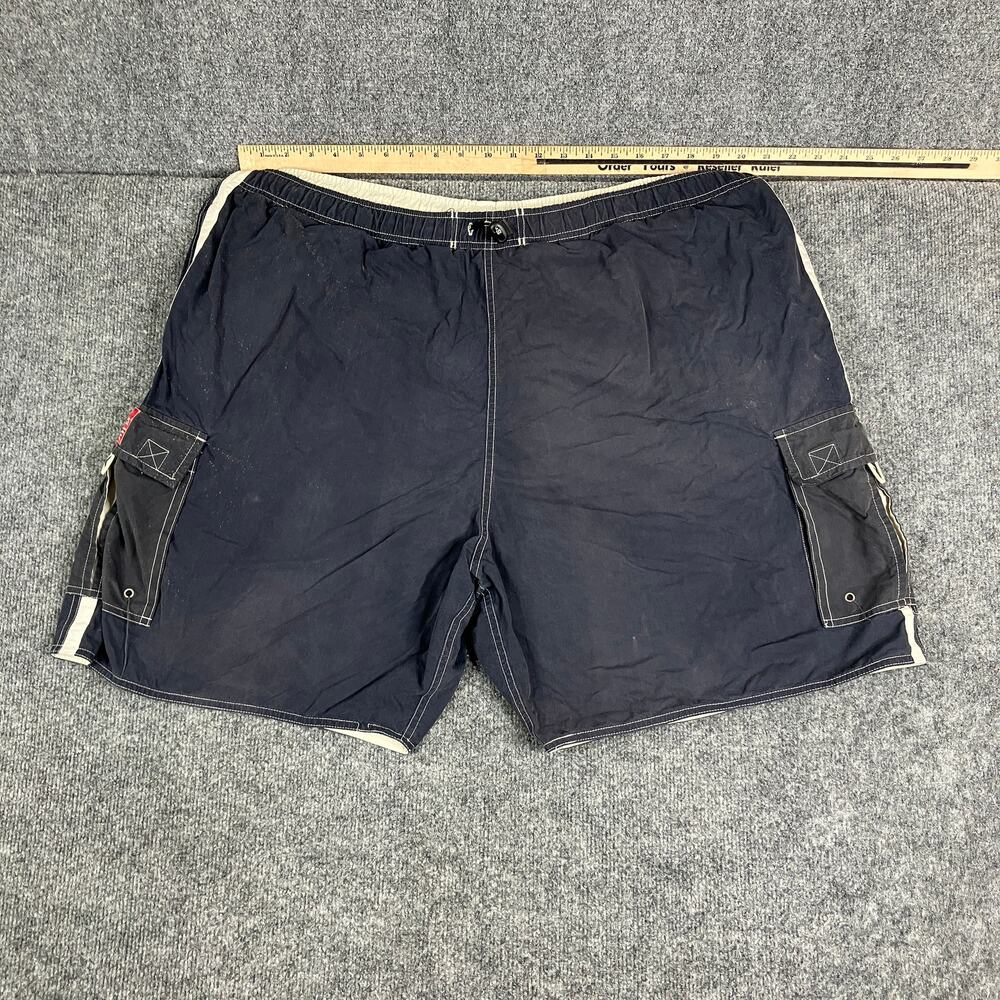 Big Dogs Swim Trunks Mens Size 2X Navy Beige Cargo‎ Pockets Lined Board Shorts